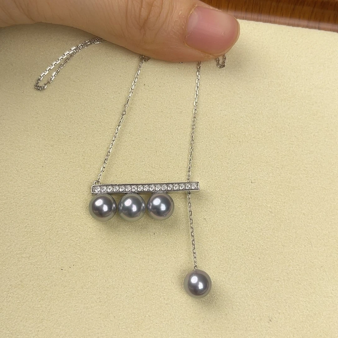 淡水珍珠银S925镶嵌颈饰
