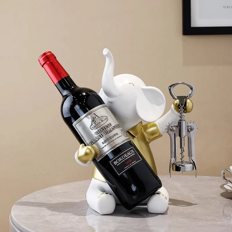 轻奢大象红酒酒架客厅酒柜电视柜办公室装饰摆件创意乔迁高档礼品