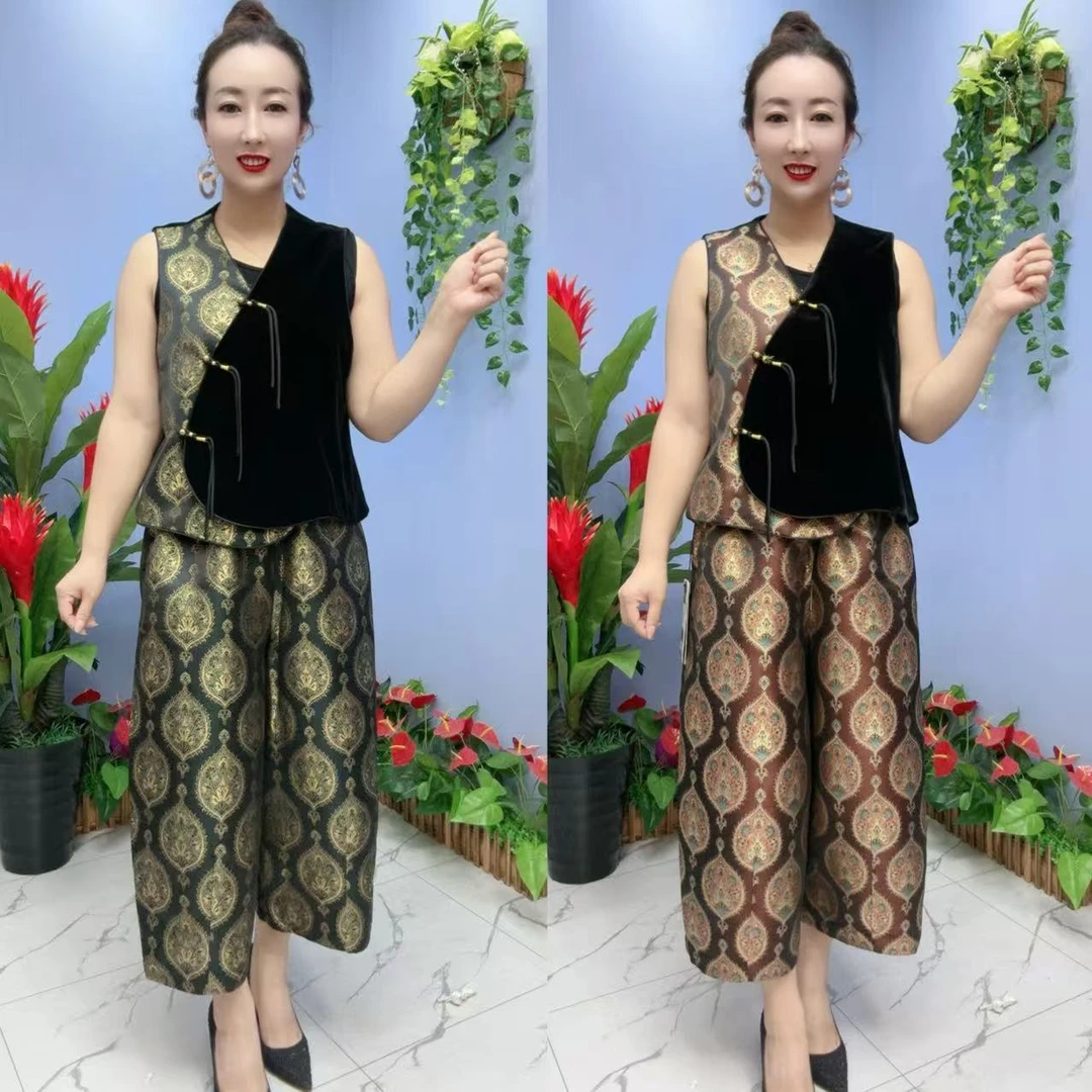 6329款气质时尚复古马甲裤子套装