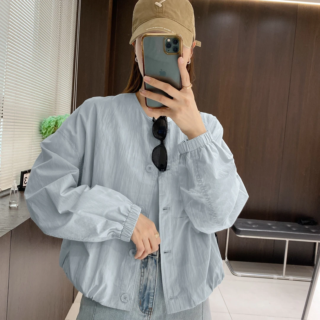 IMFLY金小金自制女装 短外套DYW8933欧若风春装圆领单排扣夹克