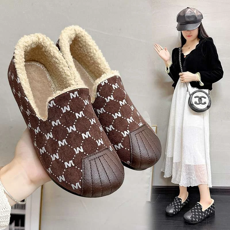 新款棉鞋女冬季毛毛鞋软底加绒保暖鞋时尚懒人休闲保暖一脚蹬