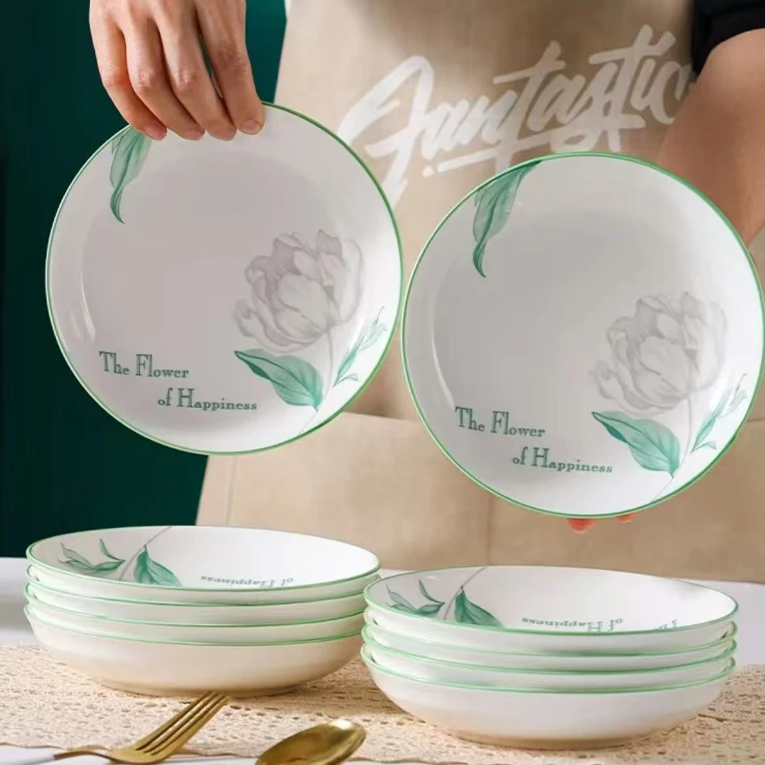 10个装 夏沫6.25英寸陶瓷釉下彩餐盘创意简约菜盘家用网红盘碟