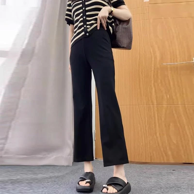 黑色西装裤女夏季薄款小个子休闲裤大码弹力高腰显瘦垂感微喇裤