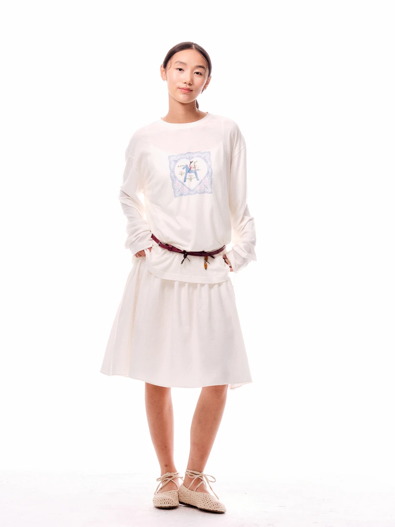 【SHAO XII】25早春E03-US008设计师小猫蕾丝杯垫长袖T恤