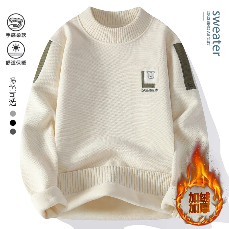 【高品质 一体绒】金丝绒冬季加绒加厚保暖半高领毛衣针织衫宽松956