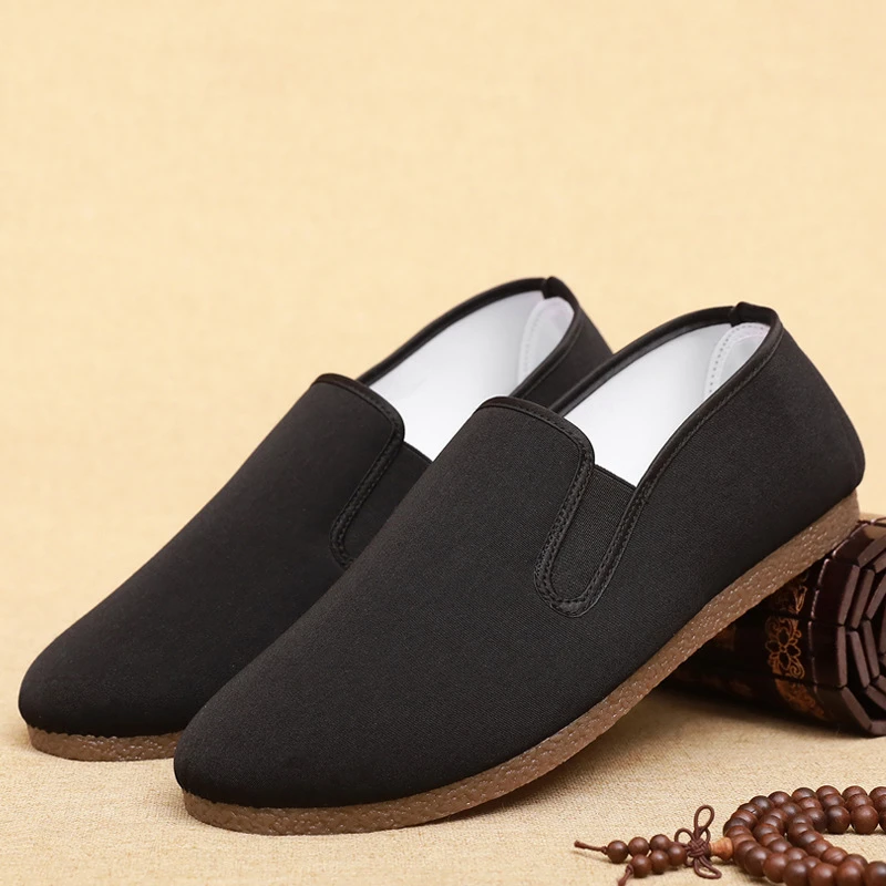 春秋款老北京布鞋男单鞋牛筋底软底一脚蹬传统黑色中老年人爸爸鞋