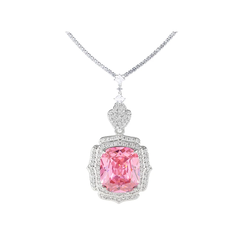 铜合金合成锆石项链 【琴愿为你】高端粉色三件套ZT110309