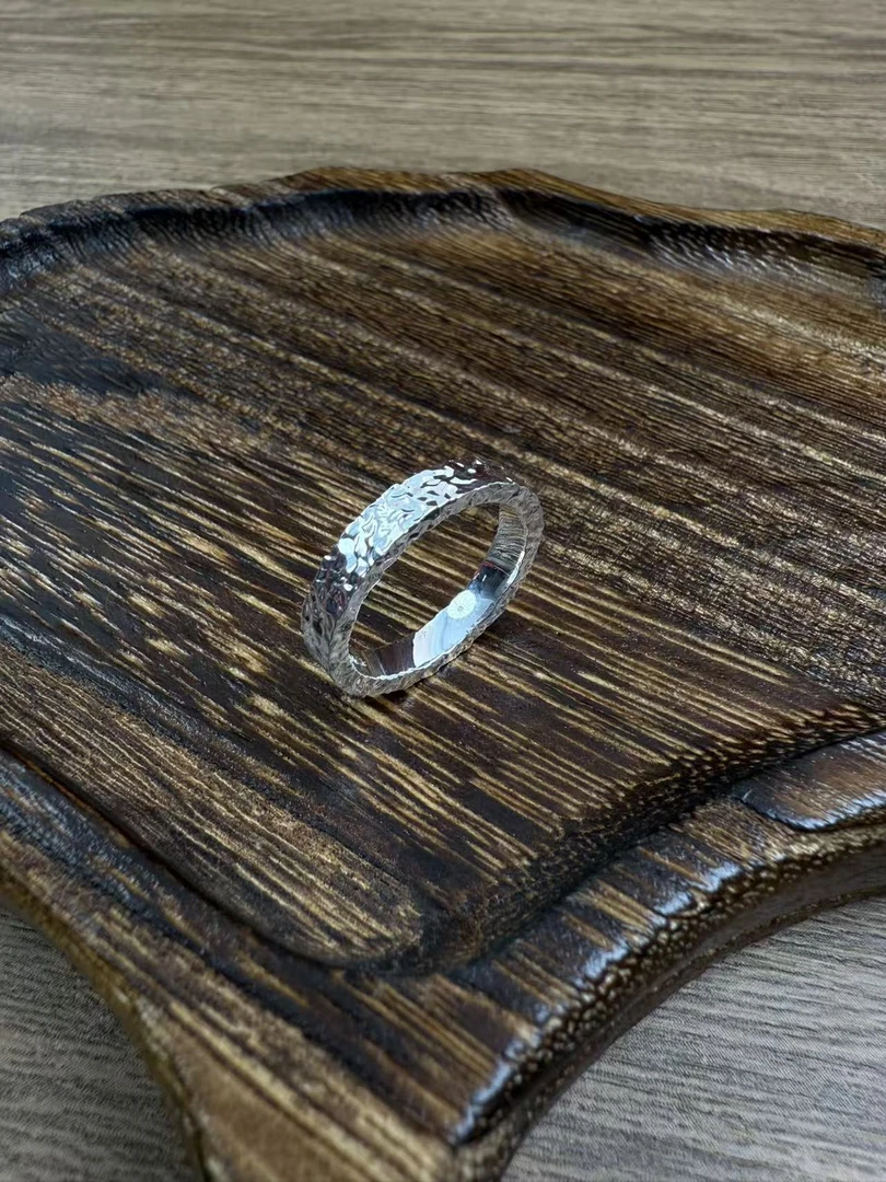 足银戒指 足银戒指碎冰冰足银简约戒指