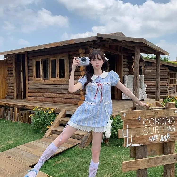 LUMINA丨学生夏季连衣裙娃娃领短裙夏天翻领学院风复古甜美风