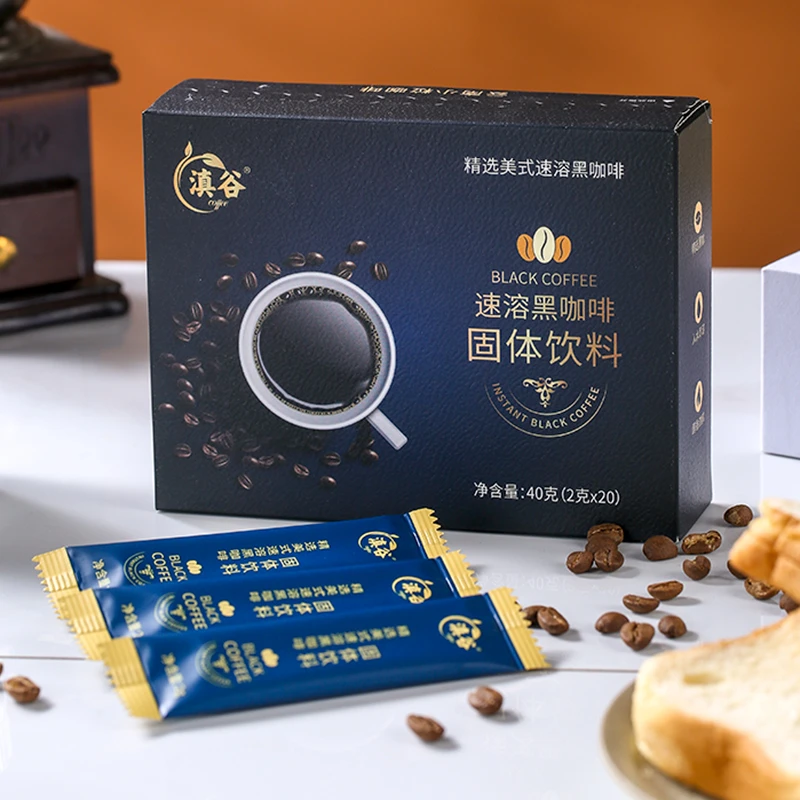 （拍1盒发2盒共40袋）云南滇谷美式速溶黑咖啡 1盒20袋