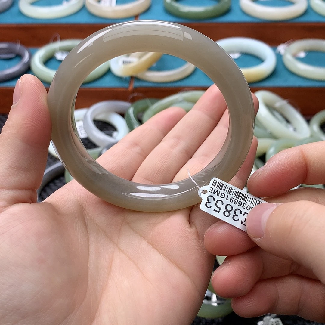 和田玉未镶嵌手镯藕粉59