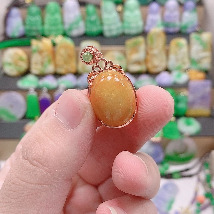 翡翠银S925镶嵌吊坠(赠链)