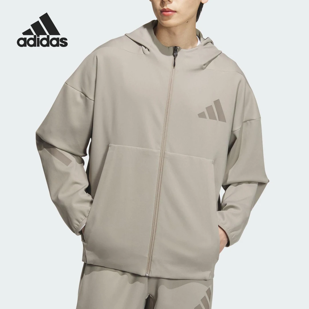 Adidas/阿迪达斯正品新款男士休闲连帽宽松针织外套JN0132