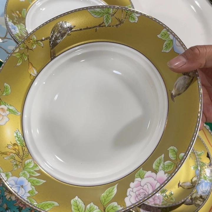 瓷片琴瑟和鸣十寸大深盘一个微瑕