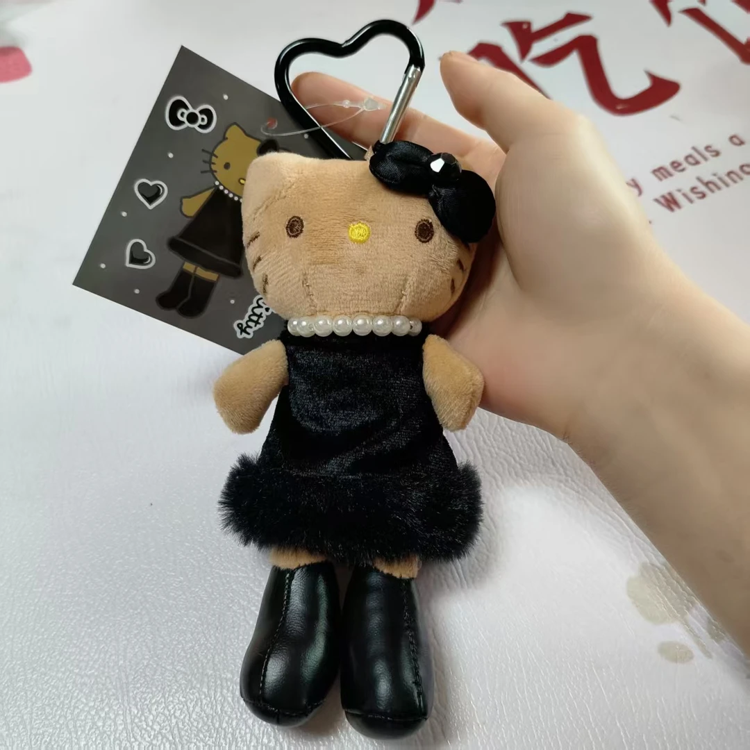 【浠儿家】日系猫挂件KT长脚黑皮爱心扣长腿毛绒包挂件钥匙扣少女