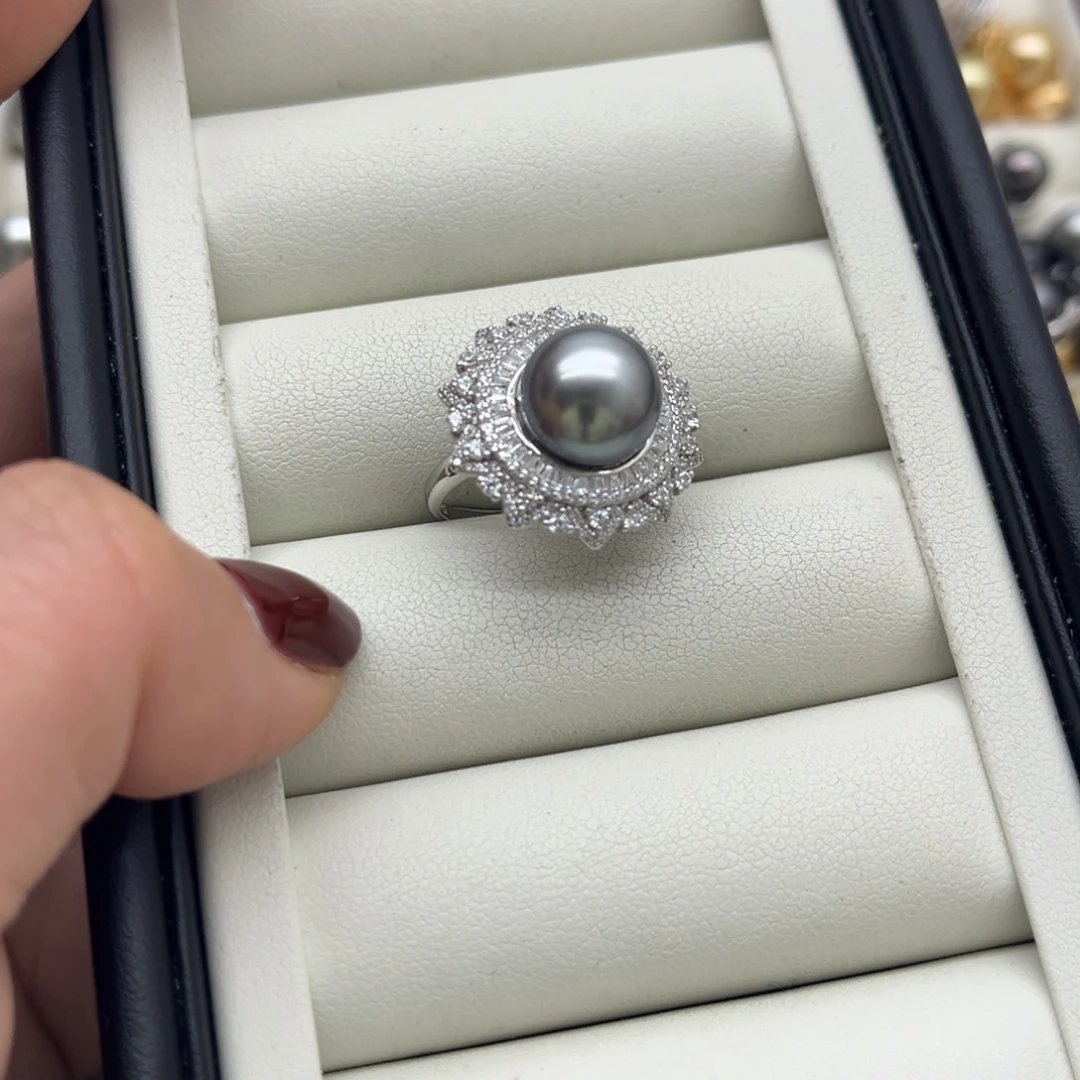银S925镶嵌海水珍珠戒指