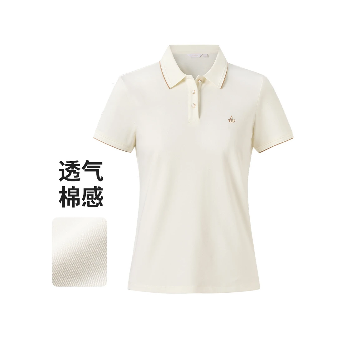 navigare意大利小帆船短袖POLO衫精致珍珠扣上衣女士透气亲肤T恤