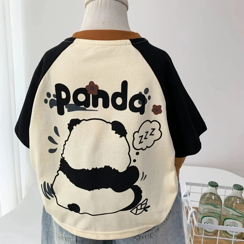新款女童夏季卡通小童休闲洋气百搭韩版半袖男童纯棉短袖T恤t恤衫