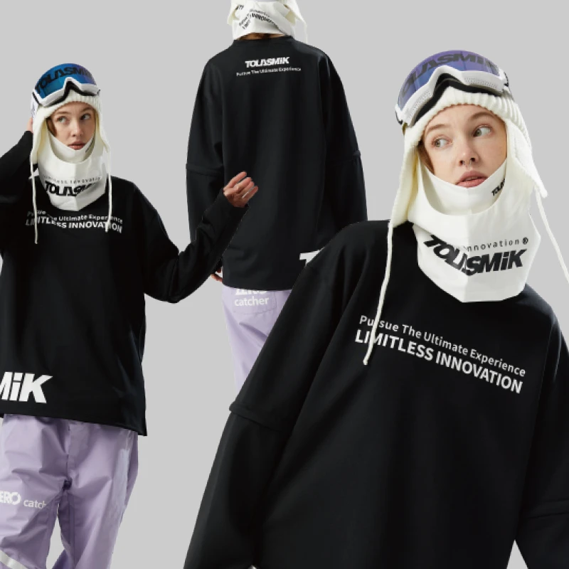 tolasmik滑雪印花女速干衣宽松单板户外防水运动卫衣男滑雪服打底