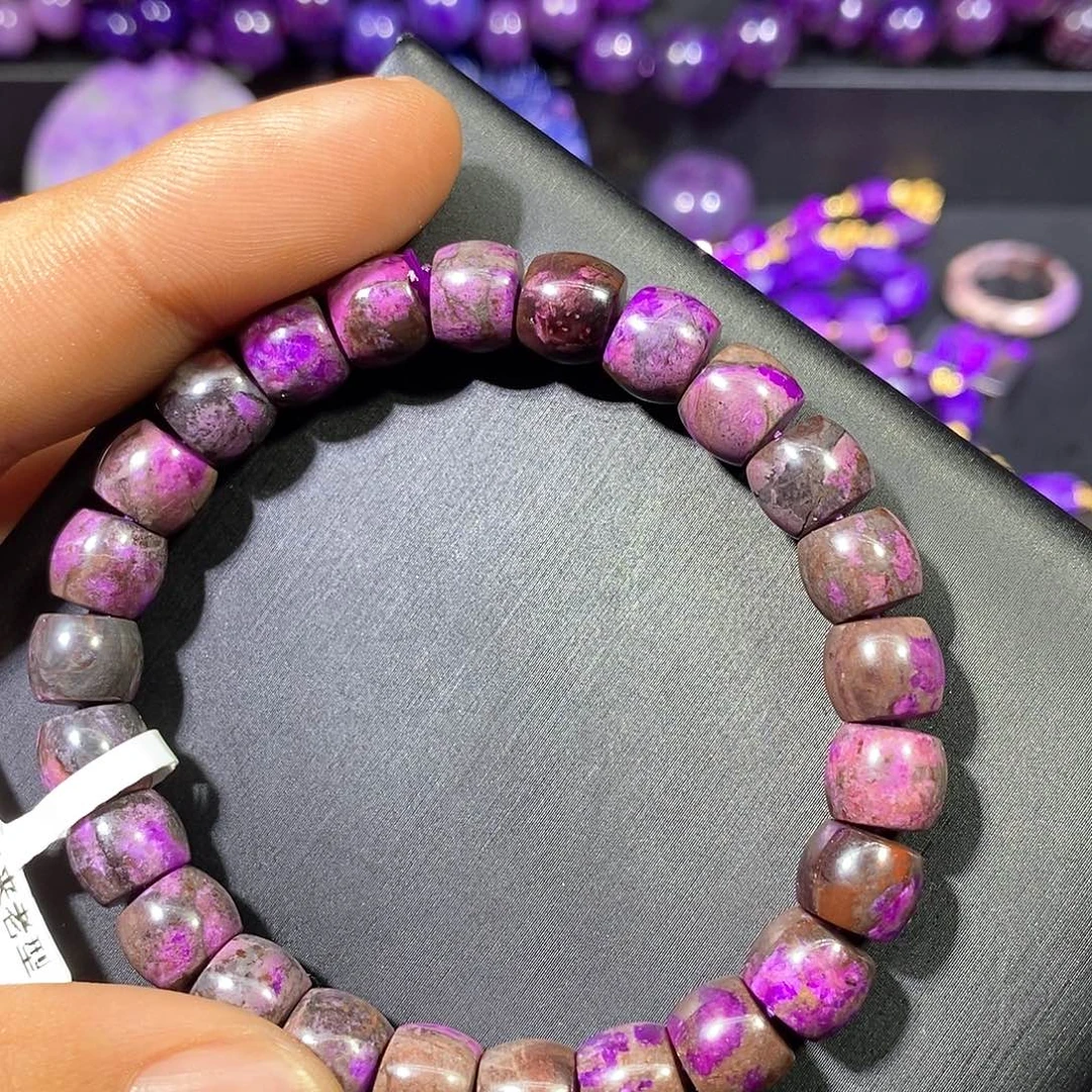 苏纪石（舒俱来）未镶嵌南非老矿舒俱来咖皮桃红面包珠单圈