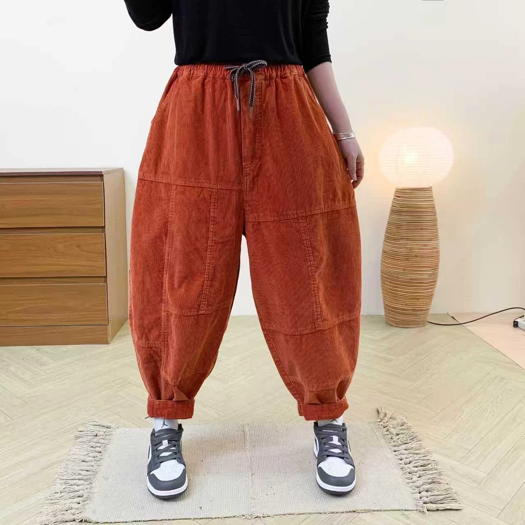 【佐梦】926中高腰宽松休闲遮肉显瘦百搭女裤小哈伦纯色松紧腰秋冬