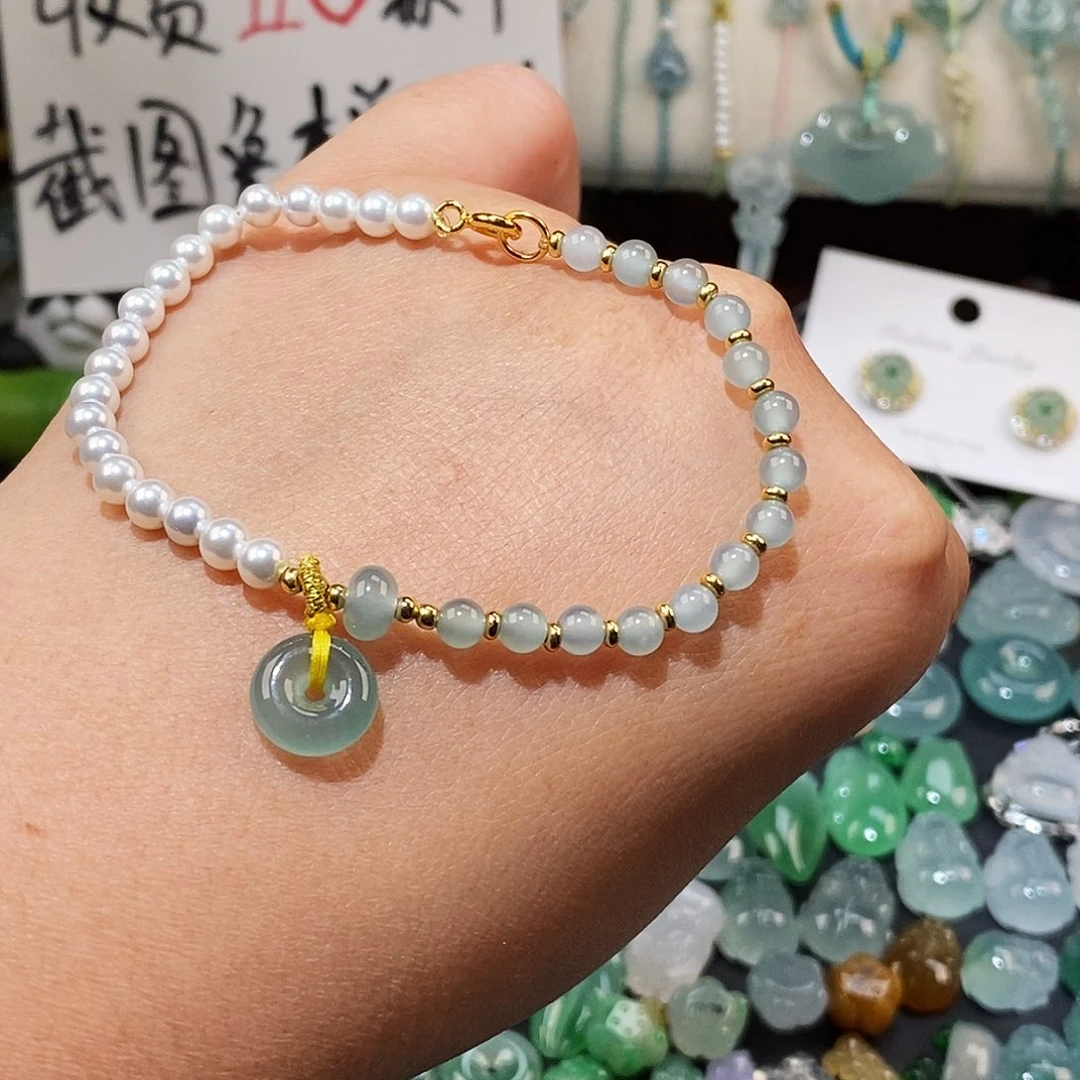 翡翠未镶嵌颈饰平安扣手链15