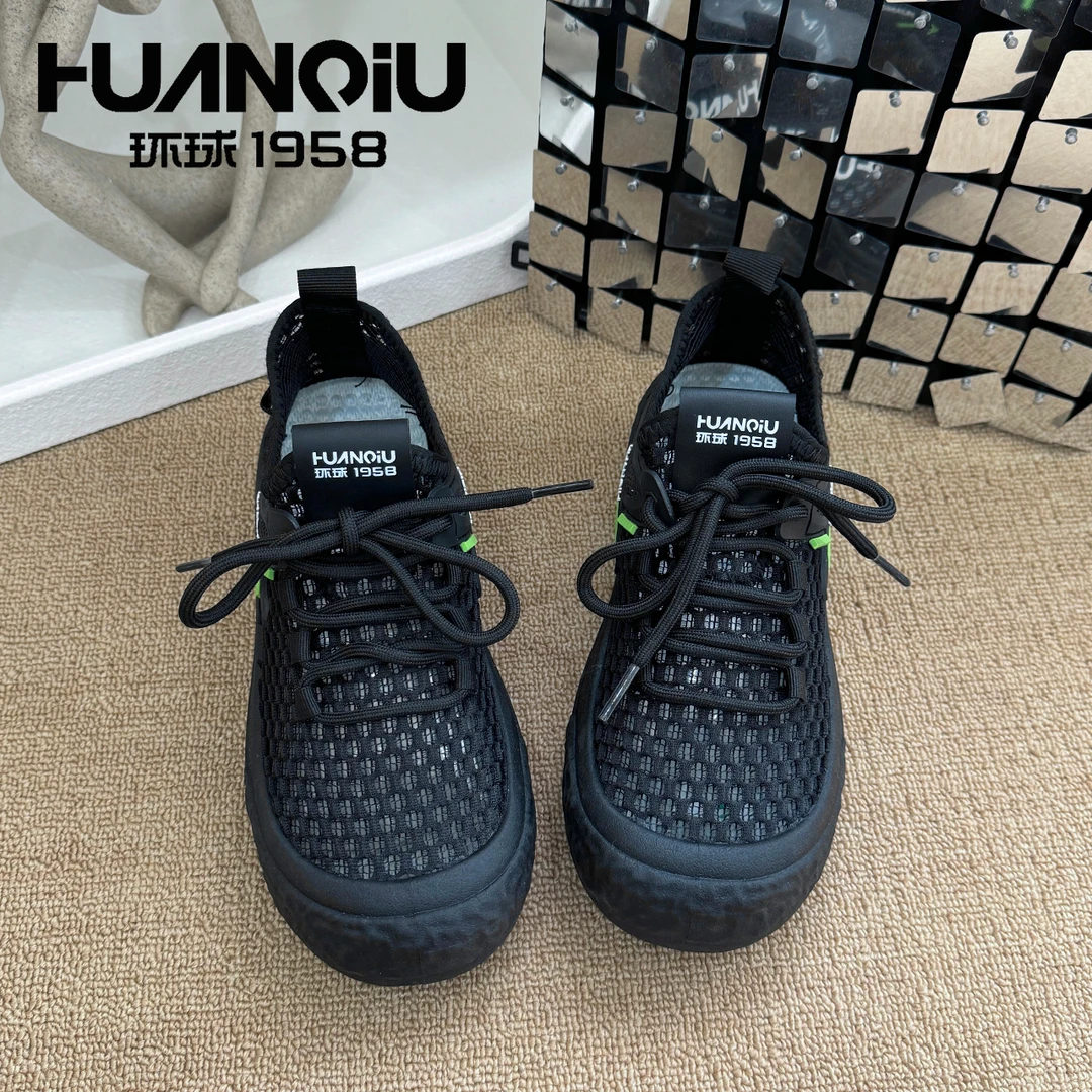 环球镂空网面鞋女鞋2025春季新品时尚透气运动鞋学生软面帕拉鞋