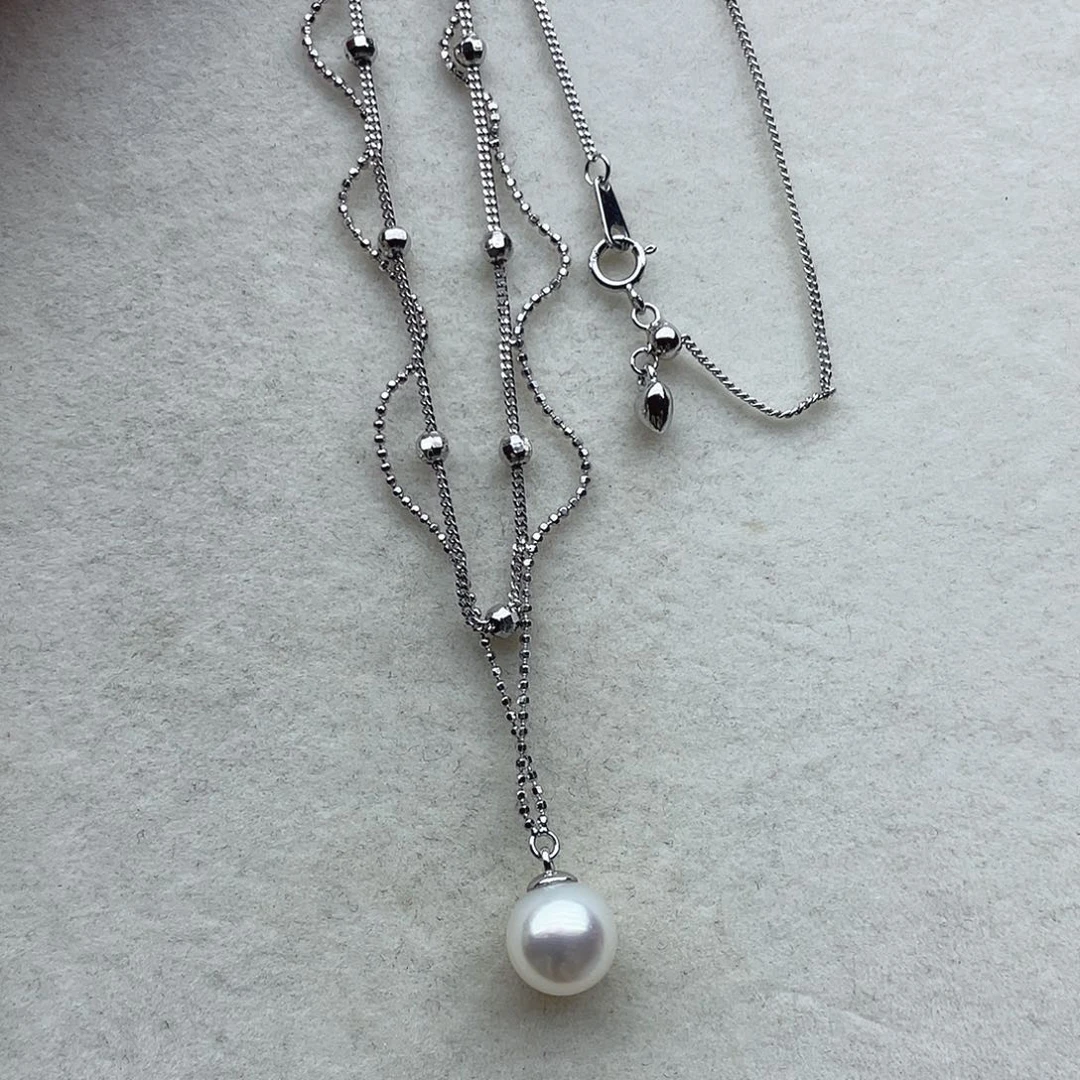 套链80银S925镶嵌海水珍珠