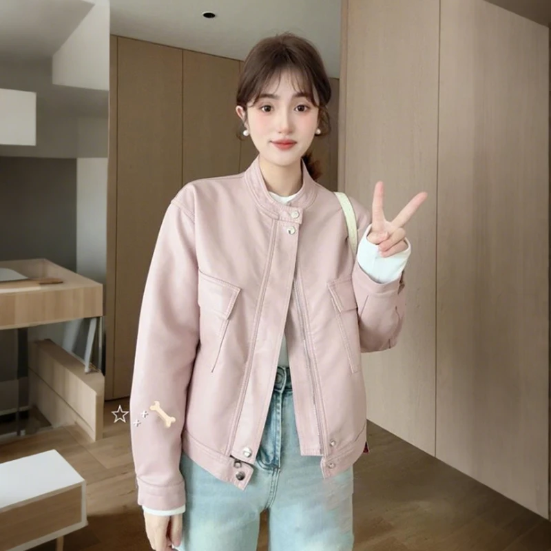 2025春季新款小皮衣外套女宽松显瘦机车时尚短款洋气百搭夹克上衣