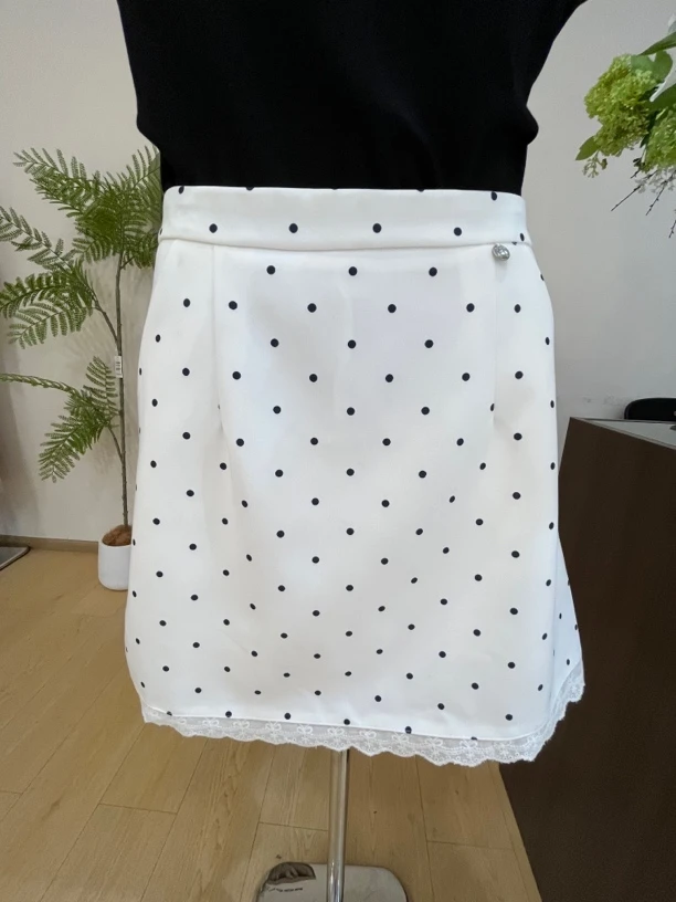 夏季新款气质时尚复古波点修身花边半身短裙