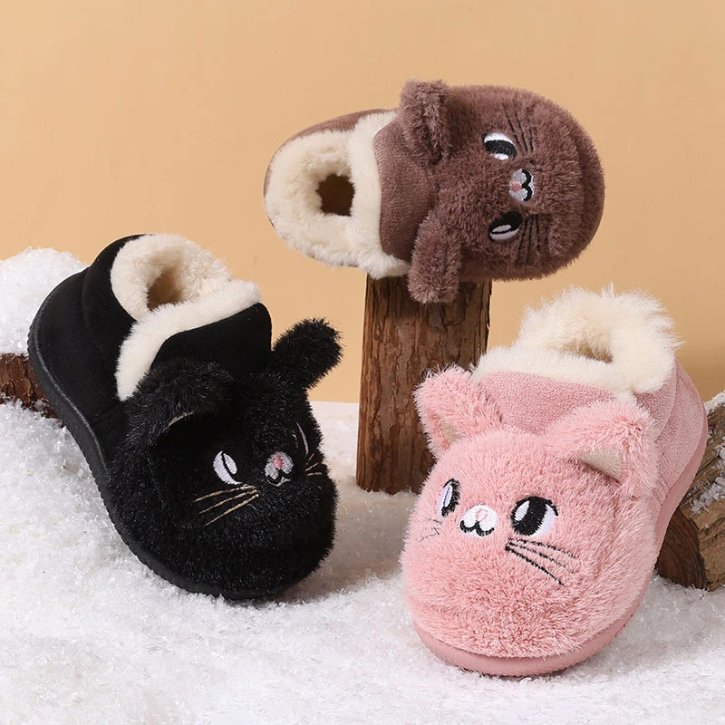 秋冬款儿童棉鞋1-3岁宝宝学步鞋卡通保暖居家毛毛鞋男女童雪地靴