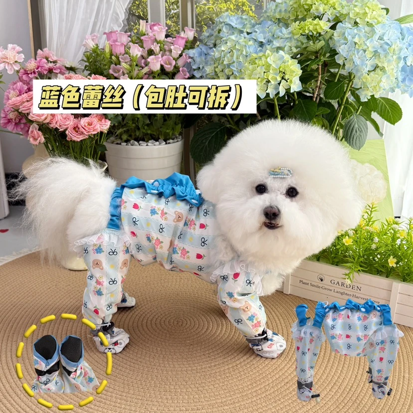 狗狗防尘小狗遛弯四脚裤腿遛狗外出神器衣服防脏护肚小型防尿防脏