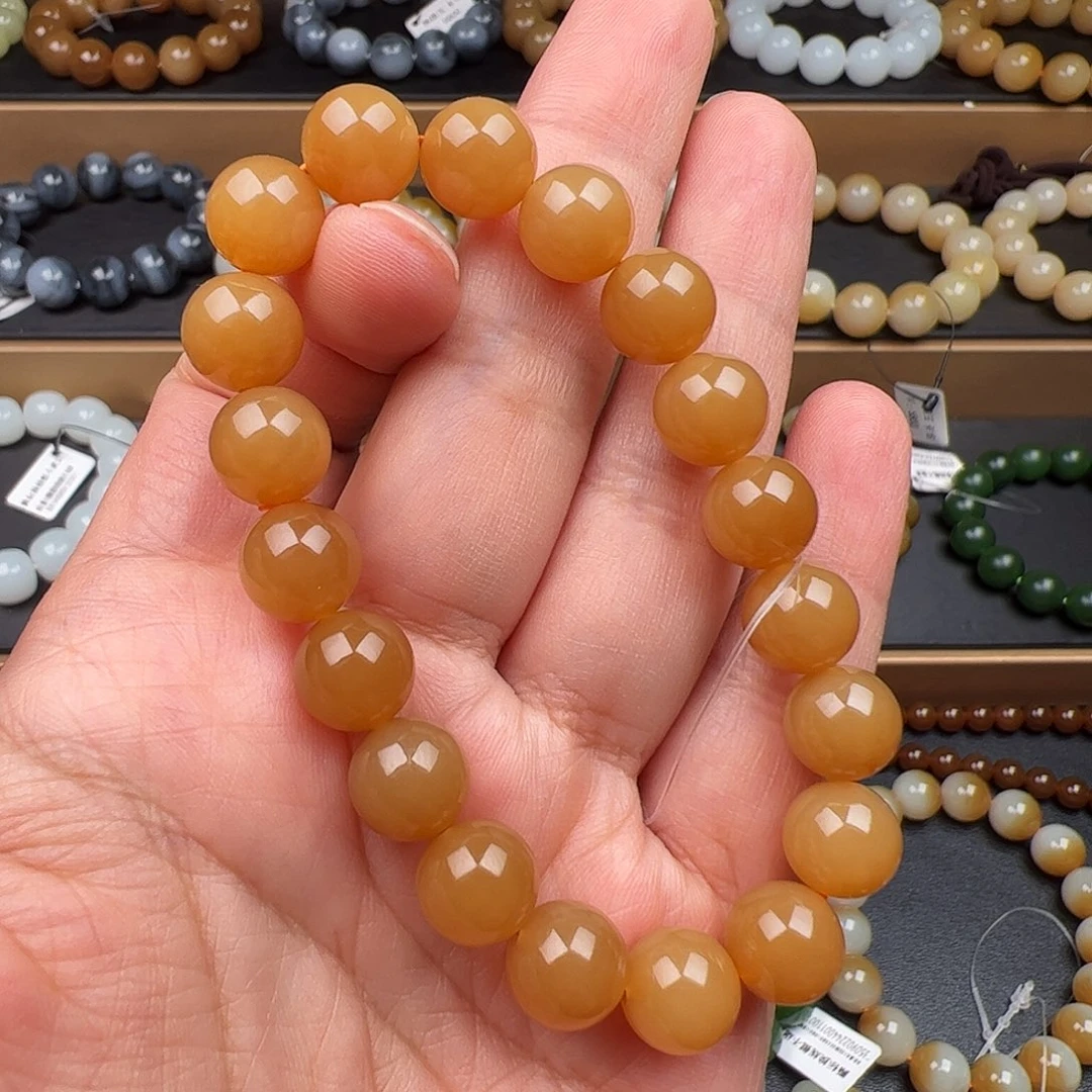 和田玉未镶嵌手链新疆且末黄金糖