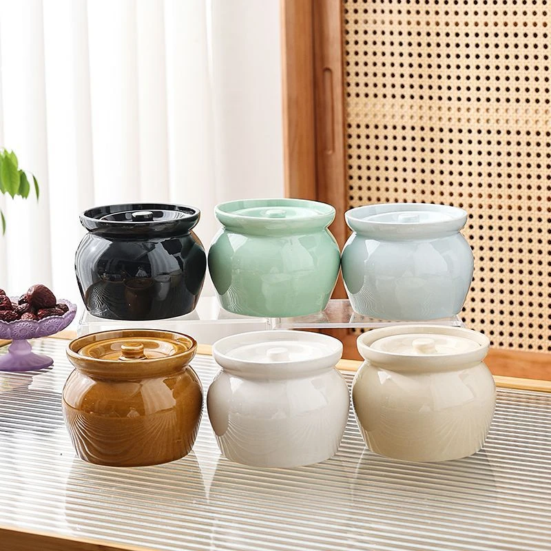 陶瓷炖盅隔水炖家用带盖蒸菜鸡蛋羹汤盅炖罐专用蒸蛋碗煲汤小瓦罐