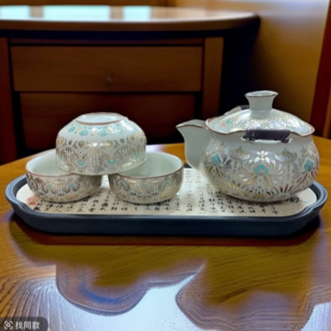汝窑仿古敦煌手抓壶防烫功夫茶具户外旅行露营便携茶具A33茶杯