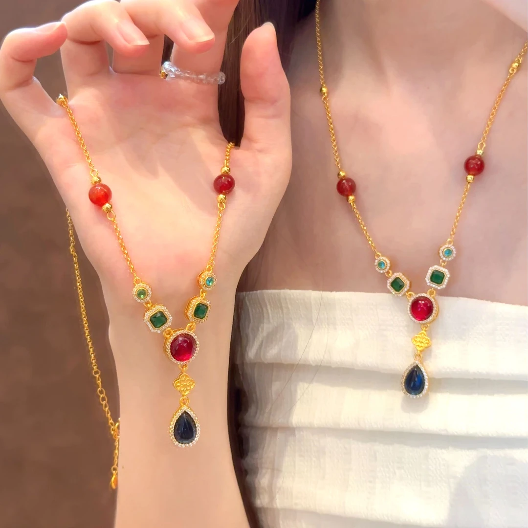 铜合金项链 凤华宫影项链中式复古宫廷风富贵大气时尚项链毛衣链