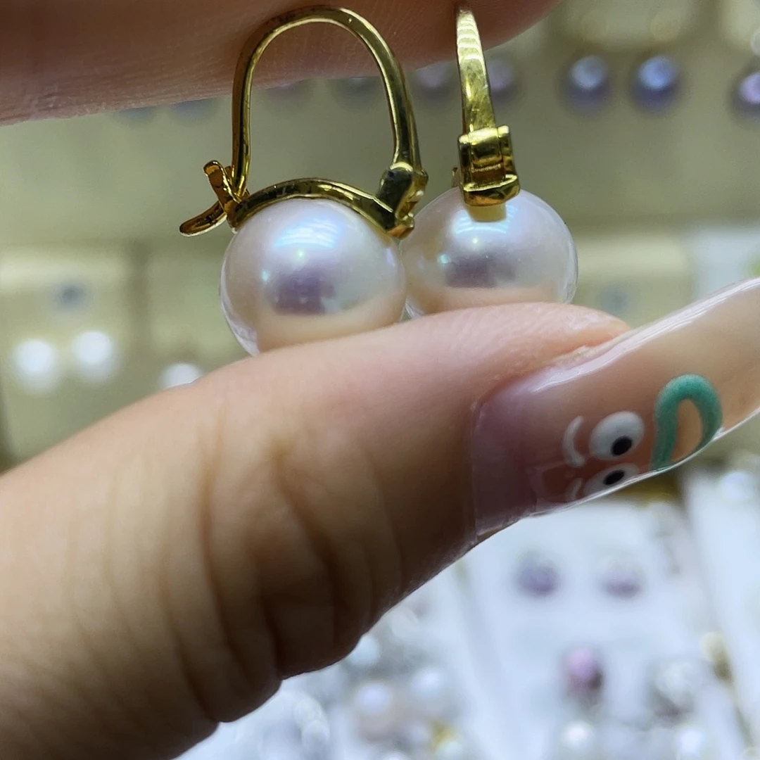 银S925镶嵌淡水珍珠耳饰