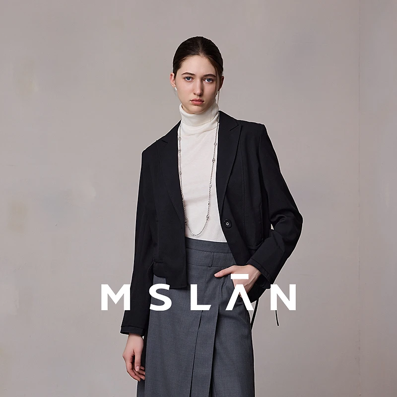 MSLAN【肯豆风衣】都市通勤时髦假两件拼接时尚短西装外套 MFAN2504
