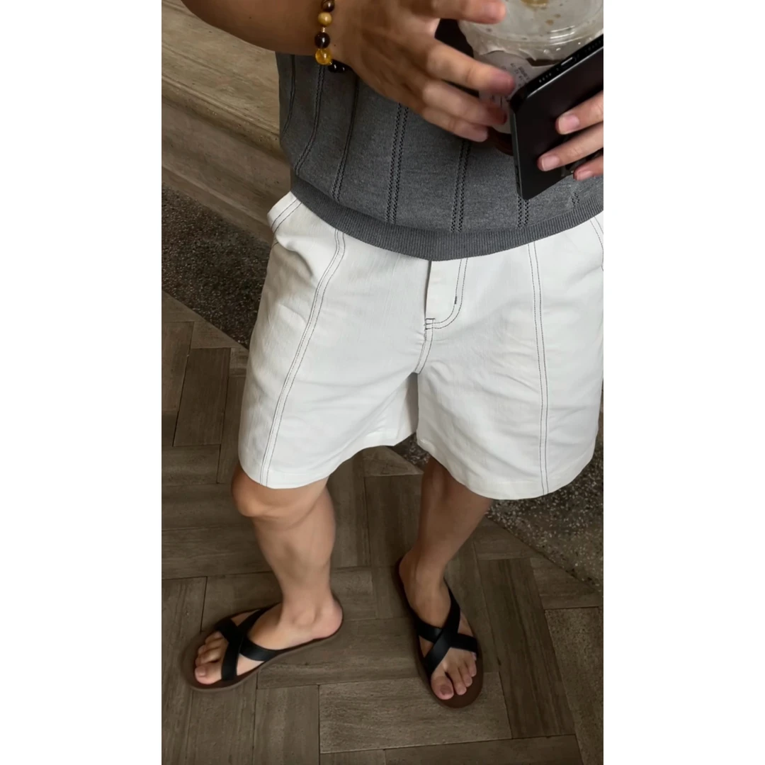 CHANWS 明线五分裤夏季薄款品质感极简气质休闲短裤男士裤子8007