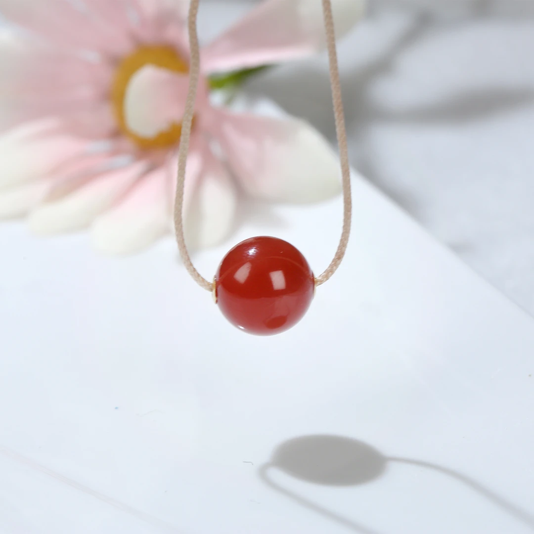 【麦子家族618大促】18K镶嵌玛瑙玉髓挂件单珠吊坠 M0008