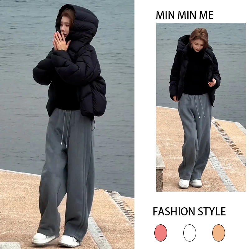 2025秋冬季新款设计感慵懒风棉服内搭修身打底衫加绒休闲裤三件套