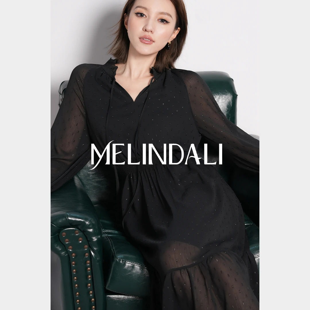 Melinda Li【职场女主】优雅职场朦胧通透雪纺系带司马克打揽裙