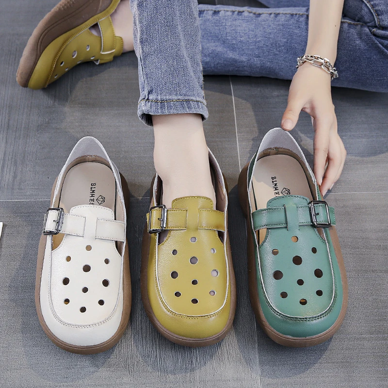 2025年流行网红洞洞鞋低帮女休闲风浅口罗马凉鞋软底舒适女鞋防滑