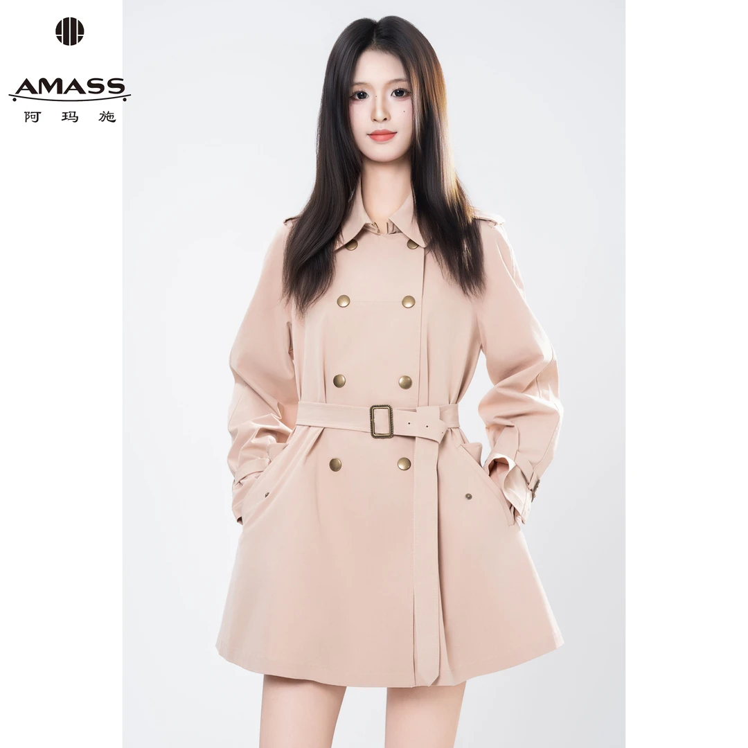 AMASS/阿玛施【流光风】秋冬新款时尚气质双排扣中长款风衣 5400631
