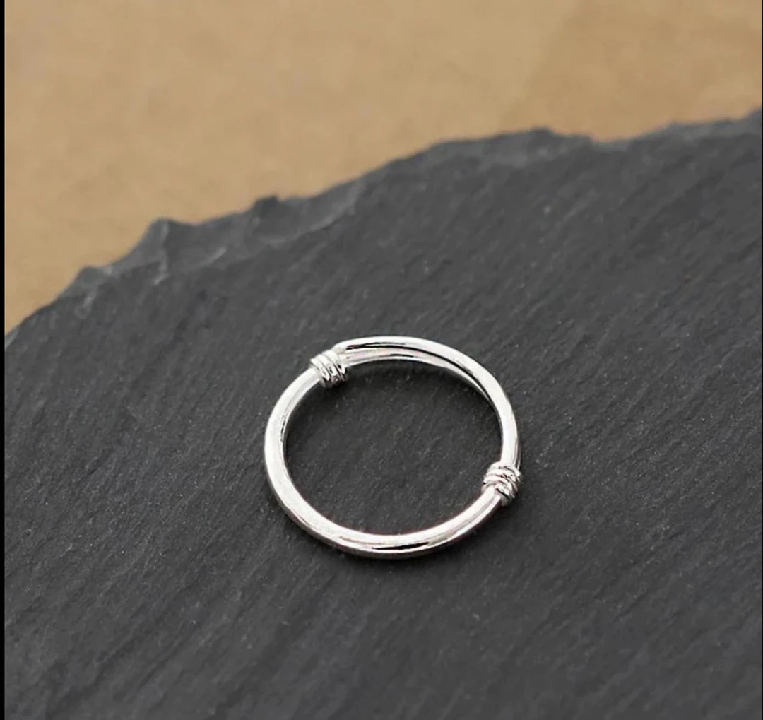 足银戒指 足银戒指 999足银绕丝纯银戒指男女个性光面推拉