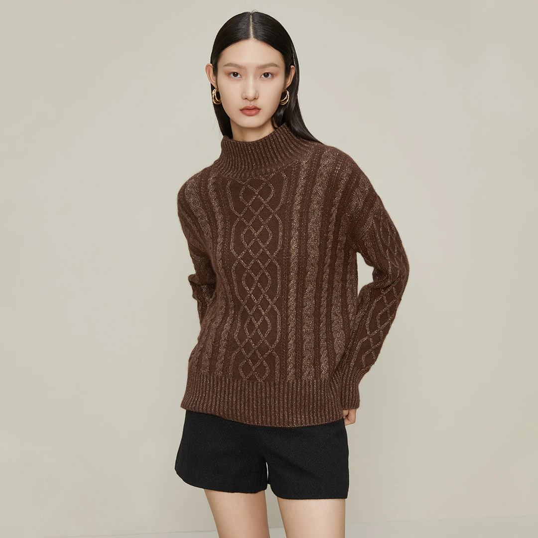 【珊珊专属】M731095复古麻花针织衫女圆领时尚显瘦百搭套头衫
