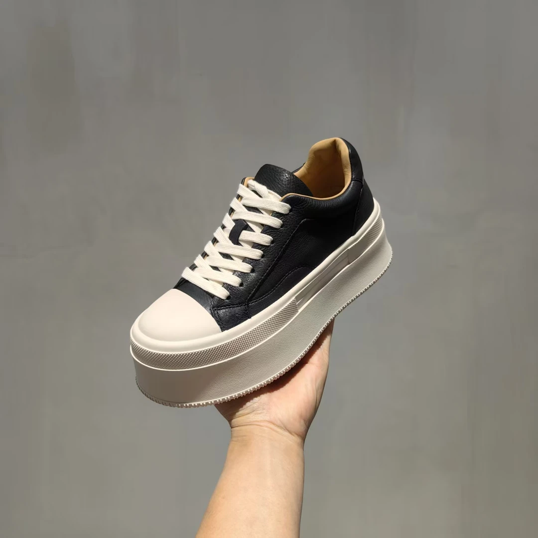 蒂格薇琦 2025新款真皮系带小个子厚底增高休闲鞋板鞋女13060053