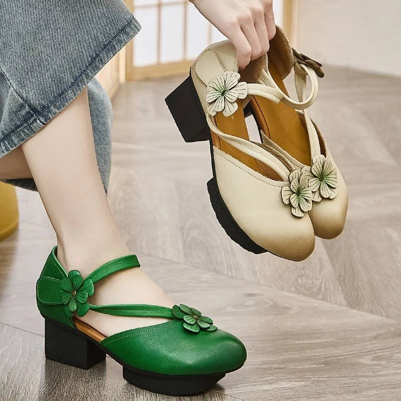 新中式格格鞋2025新款夏季高跟真皮复古小众高级感包头女士凉鞋子