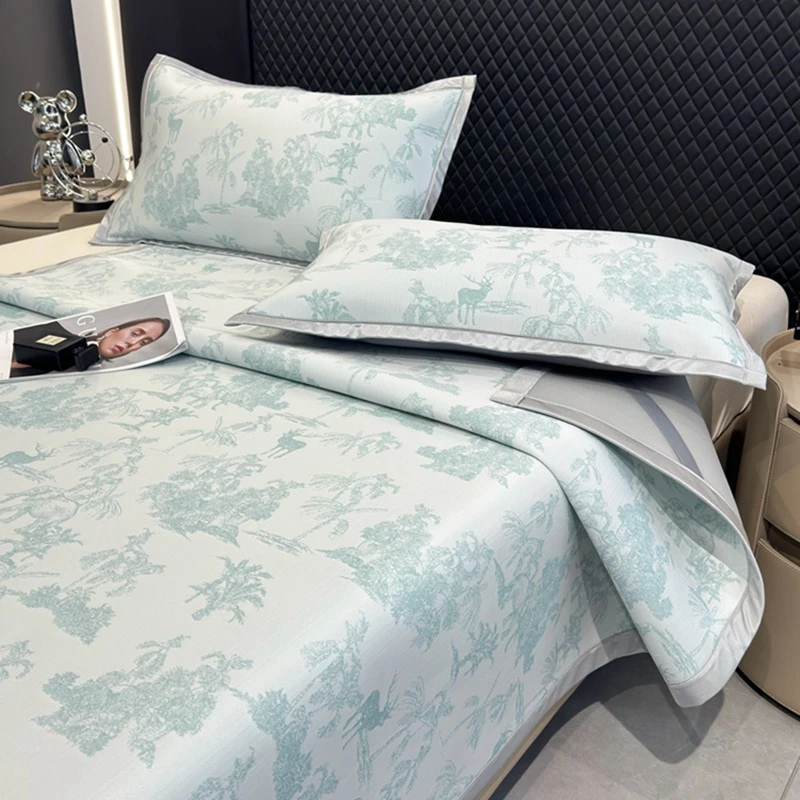 《丛林》1.5m/1.8m高分子凉席平铺款合格品简约藤席冰丝凉席三件套