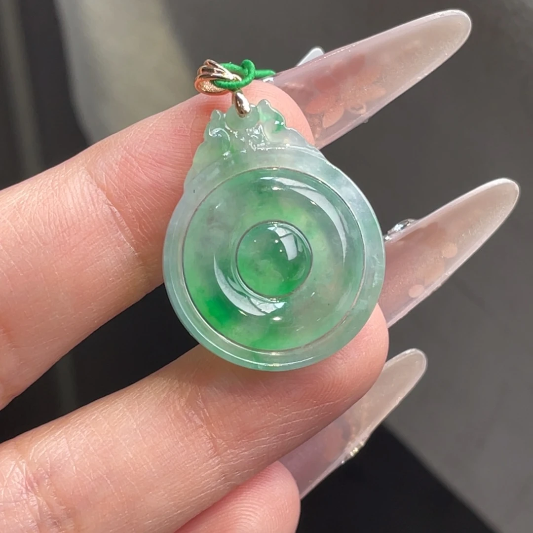 翡翠未镶嵌颈饰【万内强推】冰飘绿平安扣吊坠